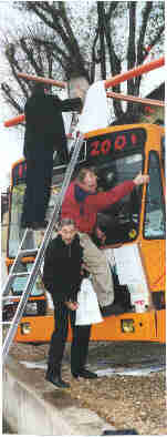 James Langstons buttresses Donald Ricker while Angel Orensanz directs the Peace Bus